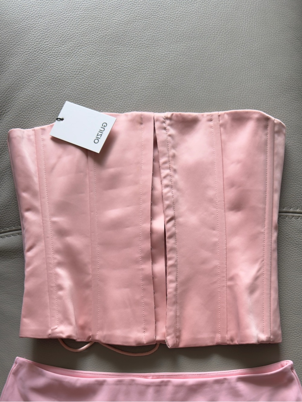 Danielle Guizio Pink Satin Corset Top
